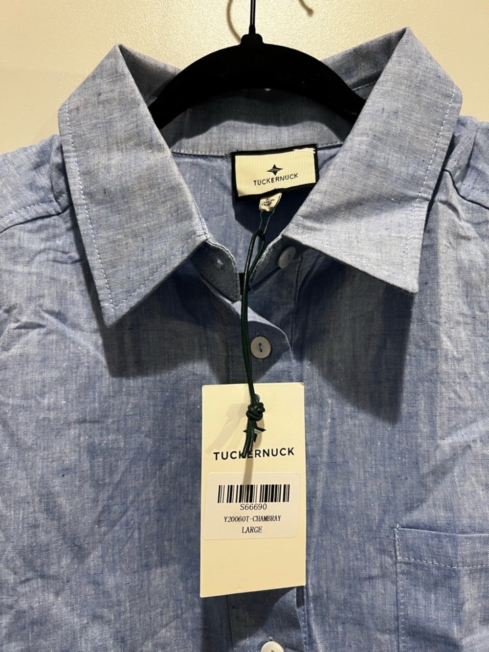 Tuckernuck Chambray Flounce Hem Shirt Dress Large NWT - Picture 5 of 5